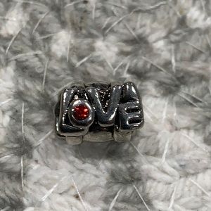 Love with red rhinestone accent